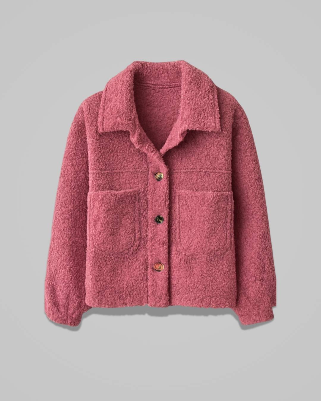 Callista – Women’s Teddy Fleece Button Jacket with Cozy Oversized Feel