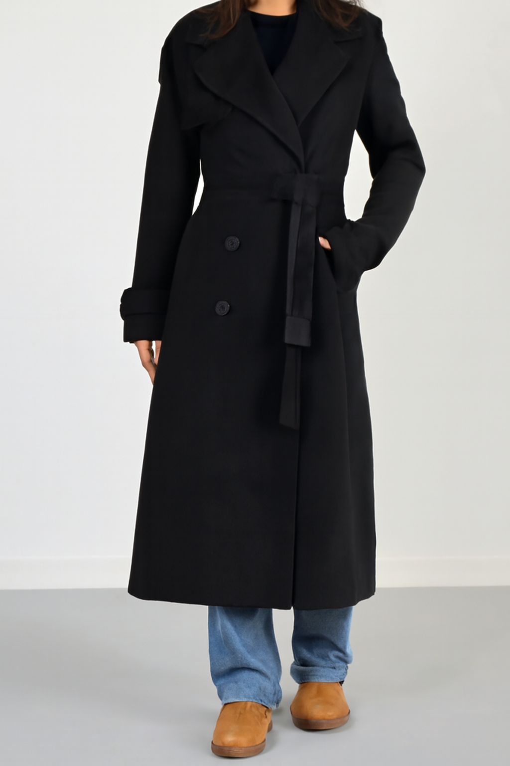 Ophelia – Women’s Long Wool-Blend Oversized Winter Coat with Double-Breasted Fron