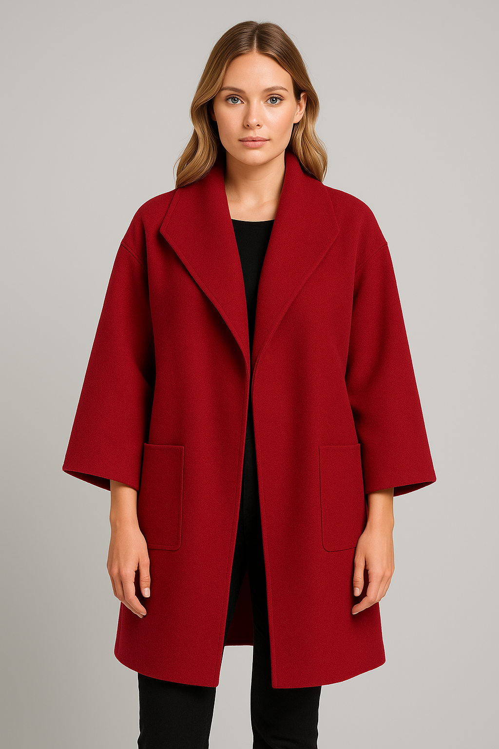 Celine – Women’s Wool-Blend Coat with Wide Collar and Tailored Shape