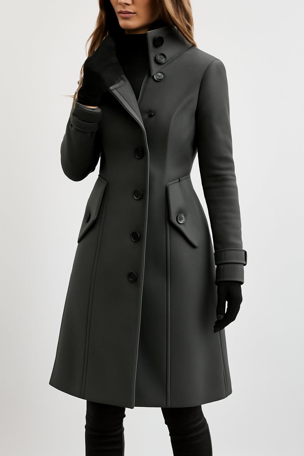 Eveline – Women’s Classic Winter Coat with Belt and Double-Breasted Design