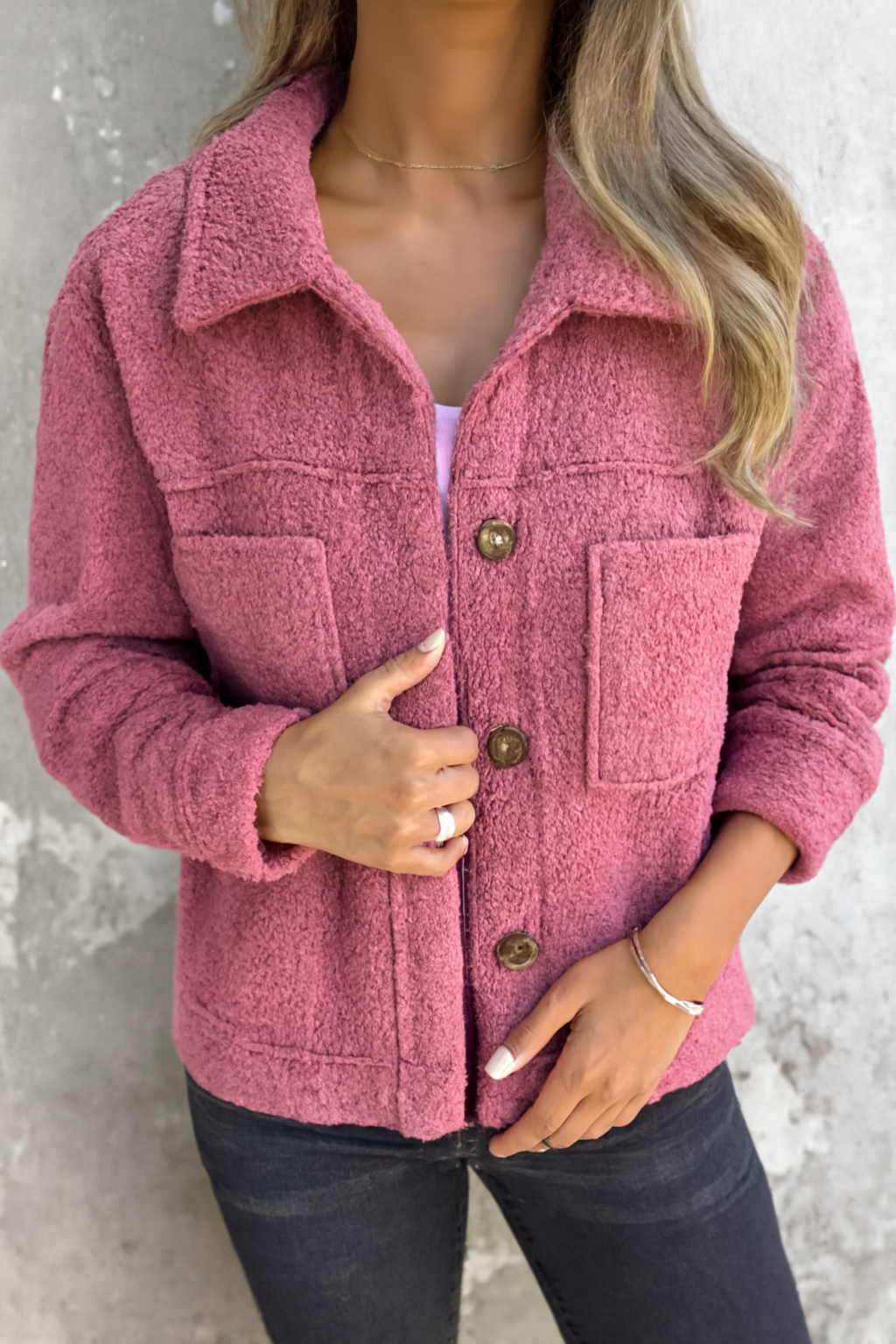 Callista – Women’s Teddy Fleece Button Jacket with Cozy Oversized Feel