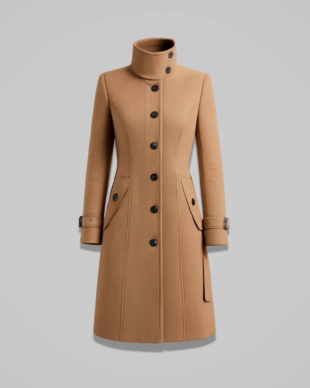 Eveline – Women’s Classic Winter Coat with Belt and Double-Breasted Design