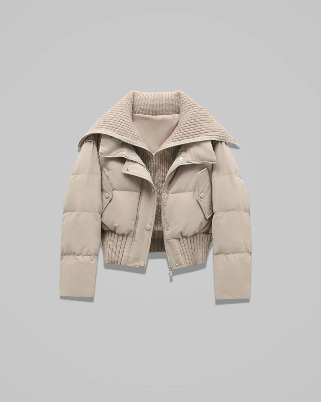 Livia – Women’s Oversized Puffer Jacket with High Collar and Zip Closure