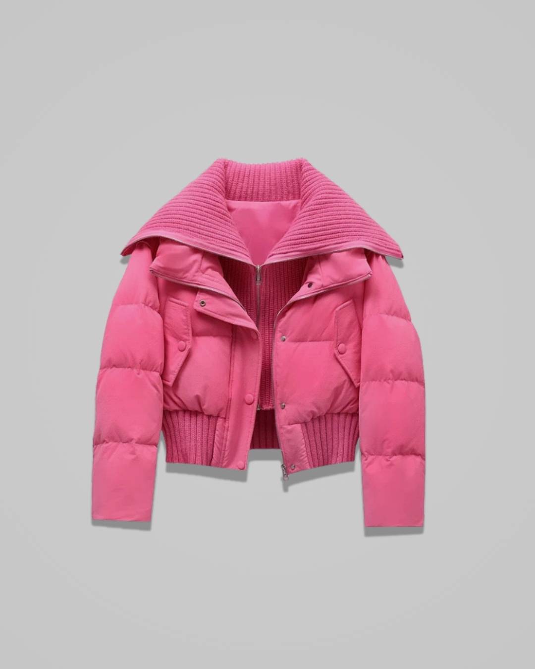 Livia – Women’s Oversized Puffer Jacket with High Collar and Zip Closure