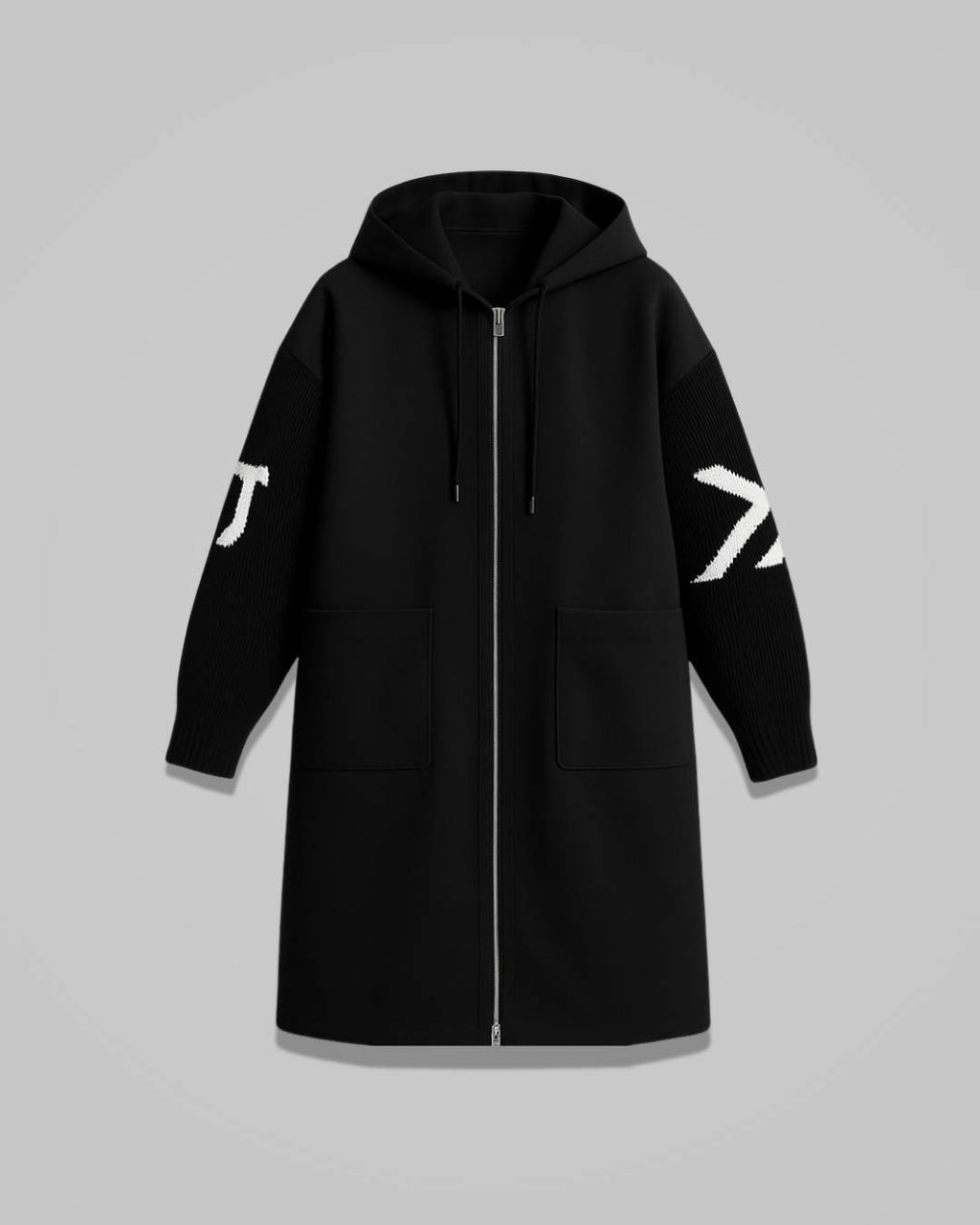 Marielle – Women’s Jacket with Knitted Sleeves and Hood