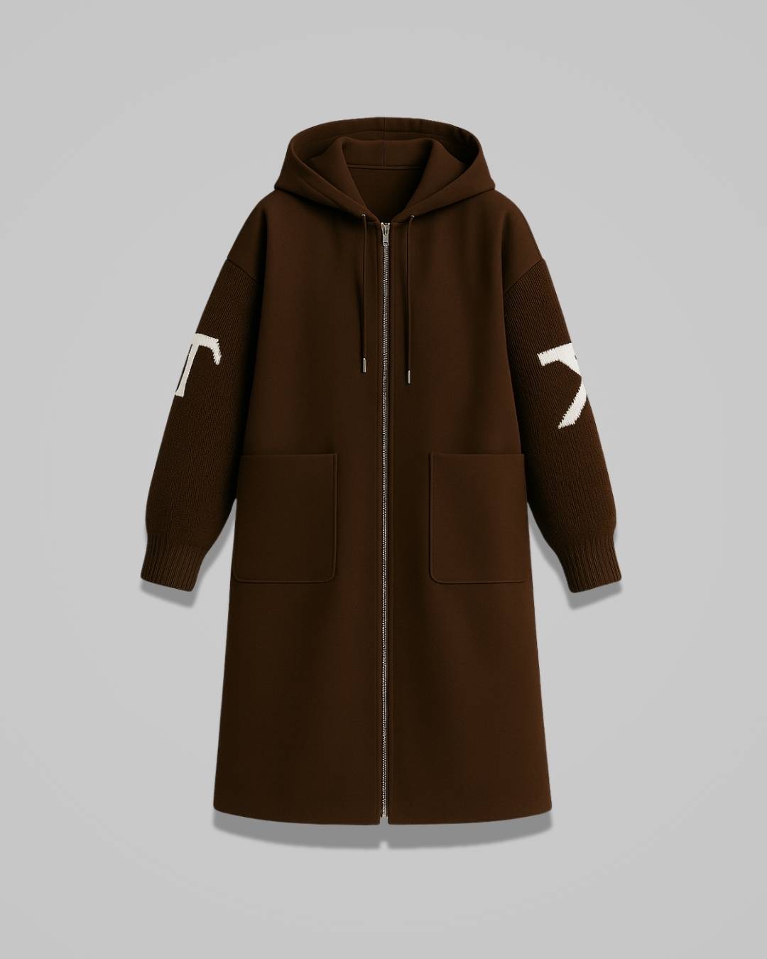 Marielle – Women’s Jacket with Knitted Sleeves and Hood