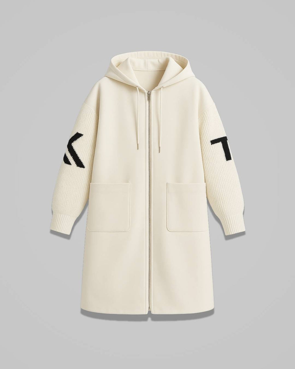 Marielle – Women’s Jacket with Knitted Sleeves and Hood