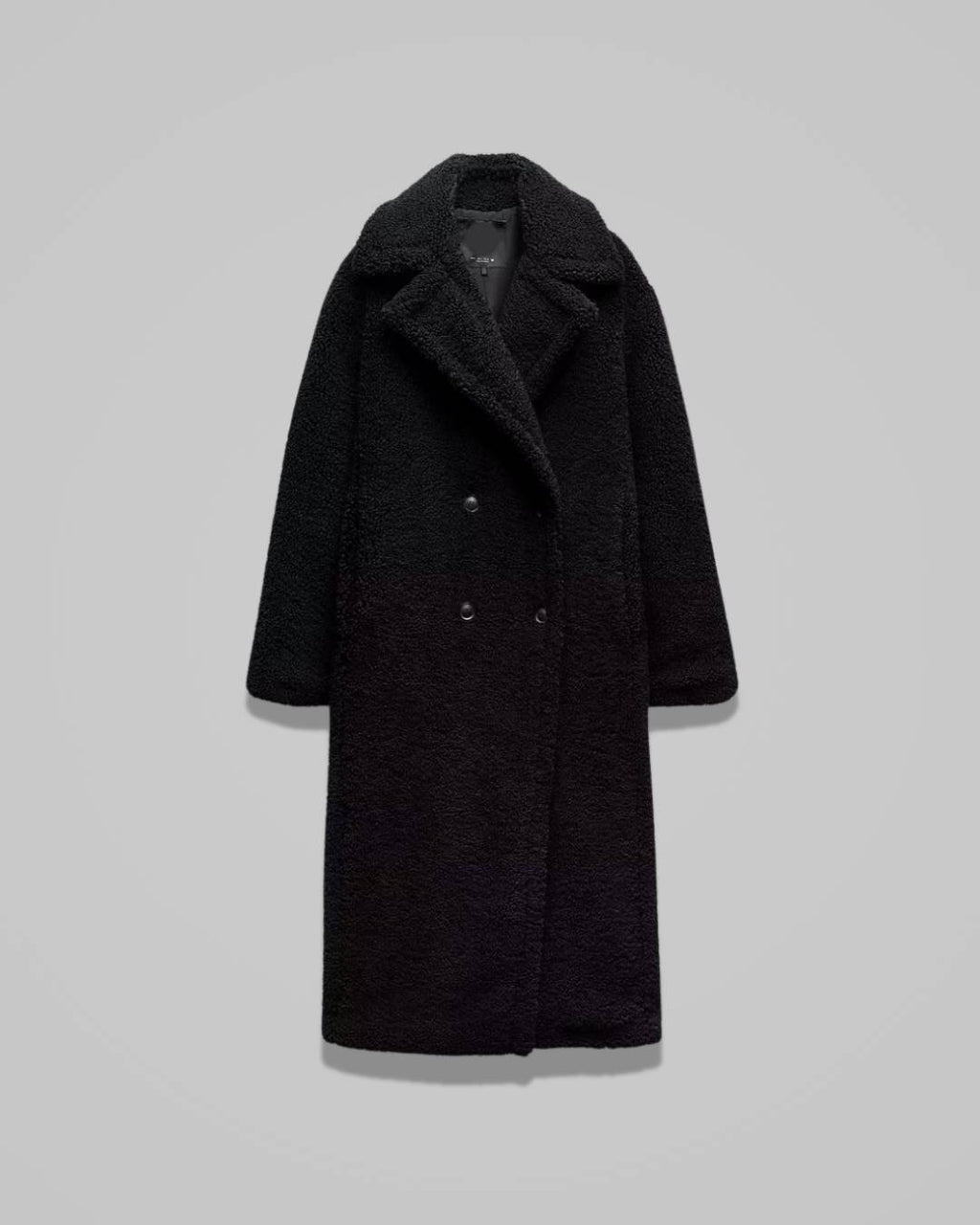 Marisol – Women’s Long Teddy Winter Coat with Lapel Collar and Button Closure