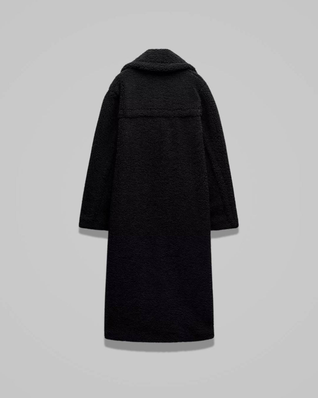 Marisol – Women’s Long Teddy Winter Coat with Lapel Collar and Button Closure