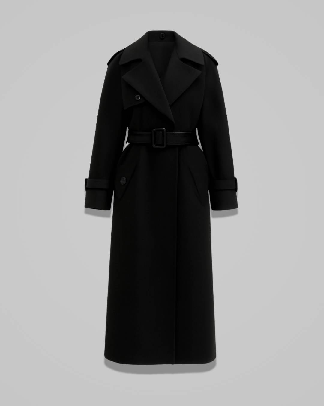Ophelia – Women’s Long Wool-Blend Oversized Winter Coat with Double-Breasted Fron